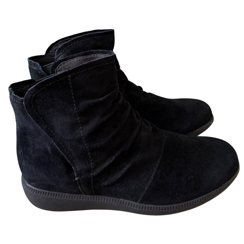 Munro Black Suede Slouchy Ankle Boots Size 6 WW Extra Wide Booties NEW